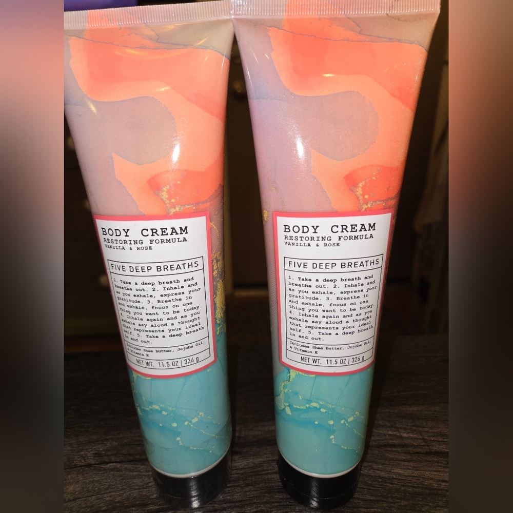 * TWO 11.5 oz Five Deep Breaths Body Creams